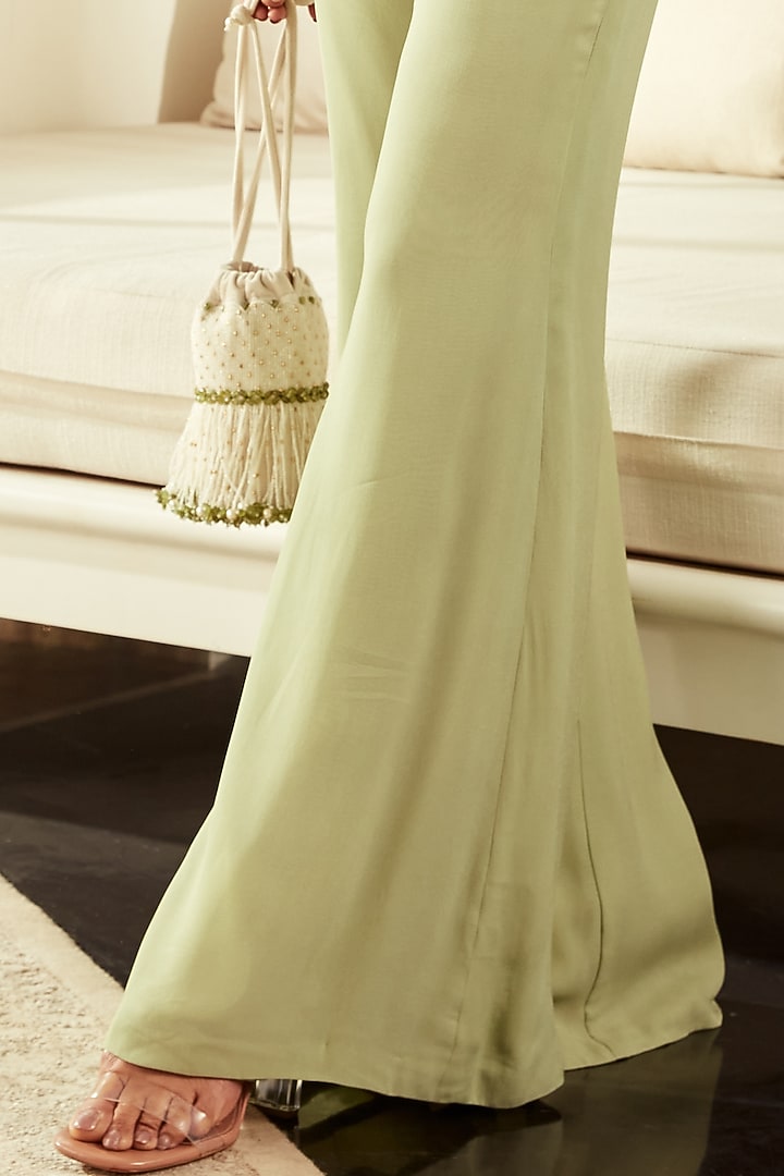Mint Georgette Pant Set by Ridhi Mehra at Pernia's Pop Up Shop