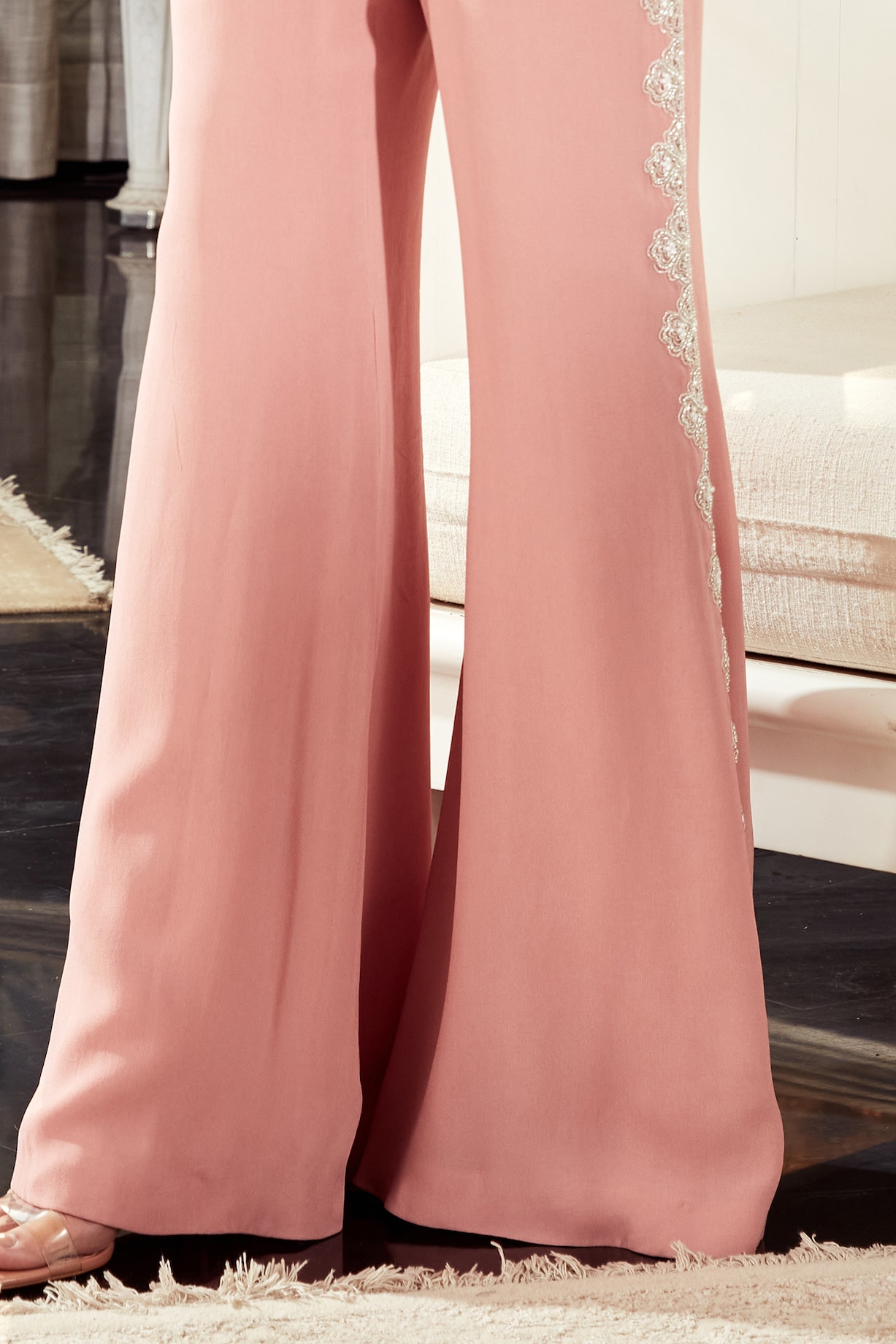 Deep Onion Pink Georgette Pant Set by Ridhi Mehra at Pernia's Pop