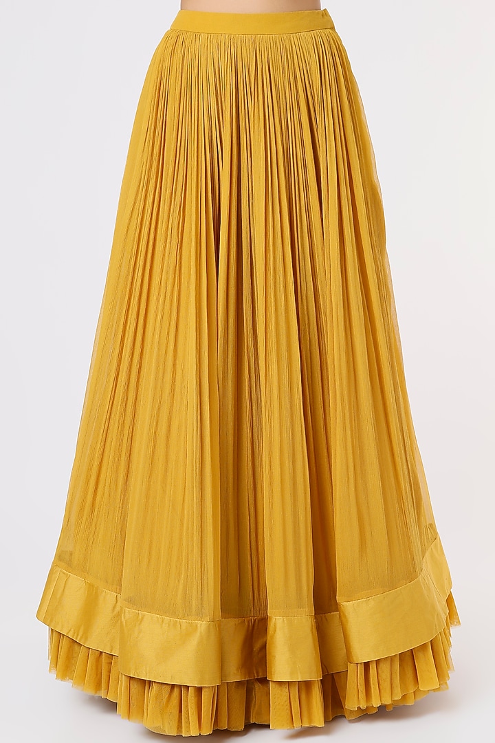 Yellow Chiffon Jacket Wedding Lehenga Set by Ridhi Mehra at Pernia's Pop Up Shop