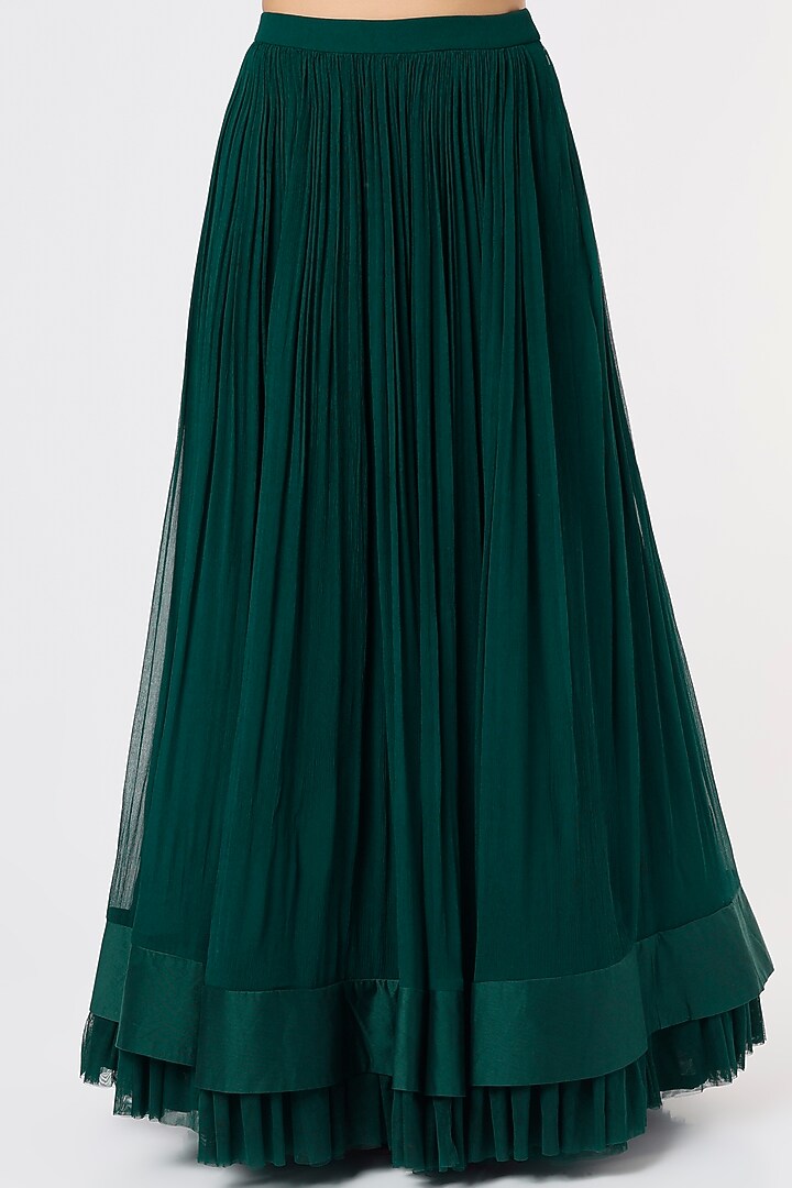 Green Chiffon Jacket Wedding Lehenga Set by Ridhi Mehra at Pernia's Pop Up Shop
