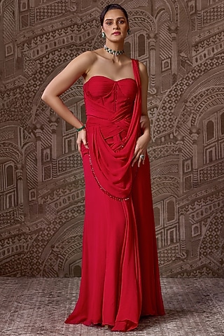 saree inspired evening dress Saree Gowns Online for Women