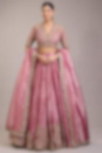 Fucshia Tissue Bridal Lehenga Set by Ridhi Mehra at Pernia's Pop Up Shop