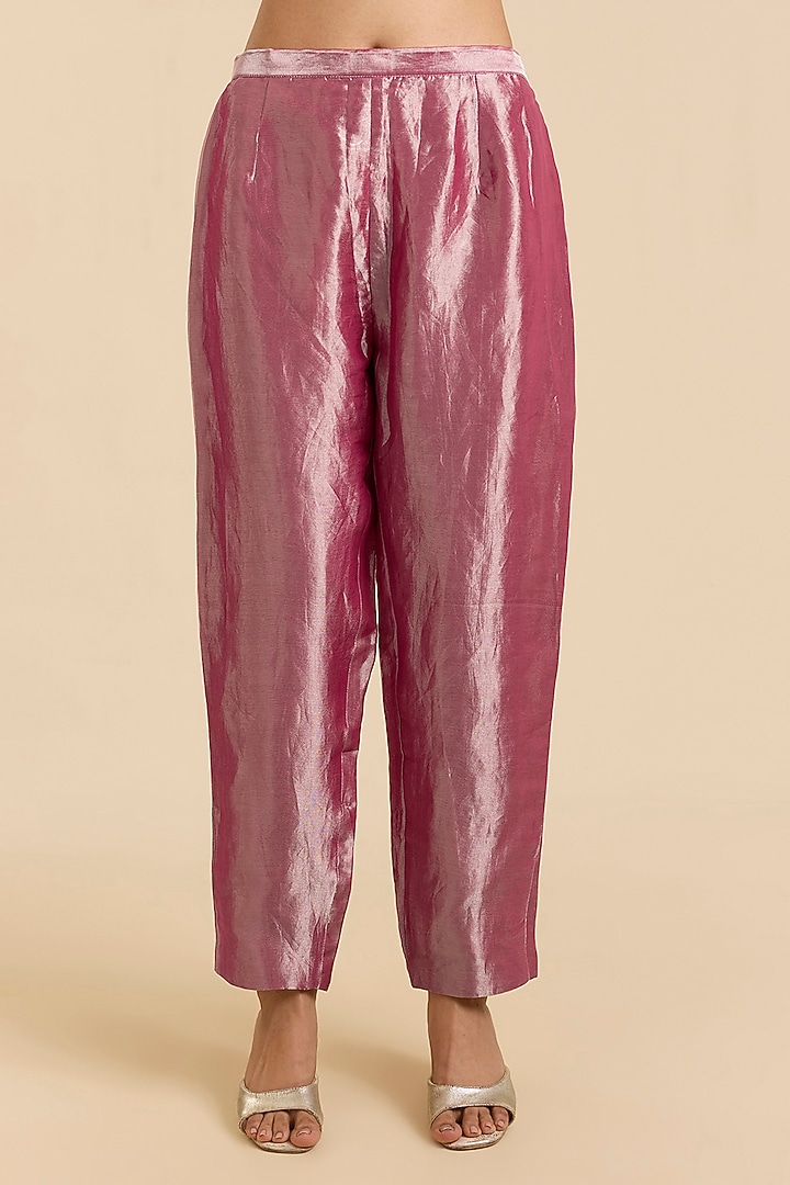 Fuchsia Tissue Booti Embroidered Kurta Set by Ridhi Mehra at Pernia's Pop Up Shop