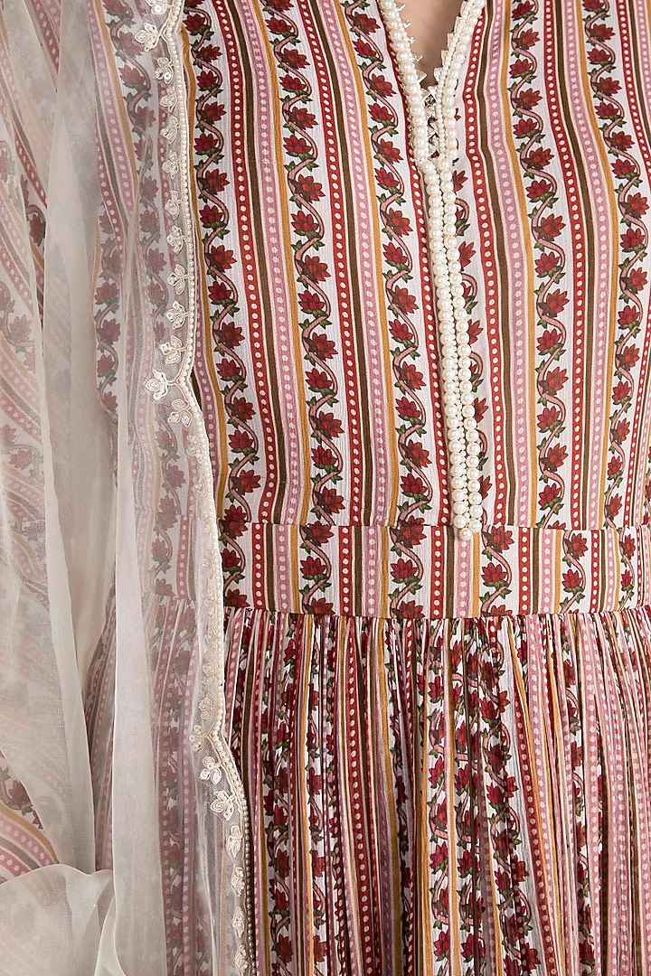 White Printed & Embroidered Wedding Anarkali Set by Ridhi Mehra at Pernia's Pop Up Shop