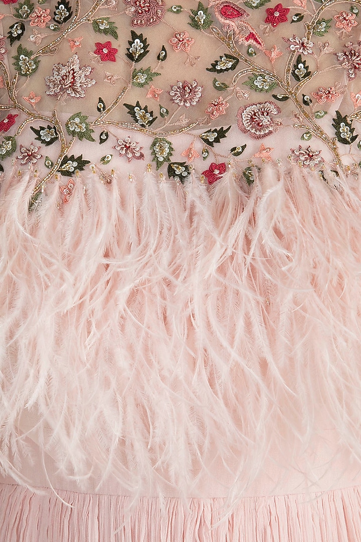 Light Pink Bridal Anarkali With Embroidered Cape by Ridhi Mehra at Pernia's Pop Up Shop