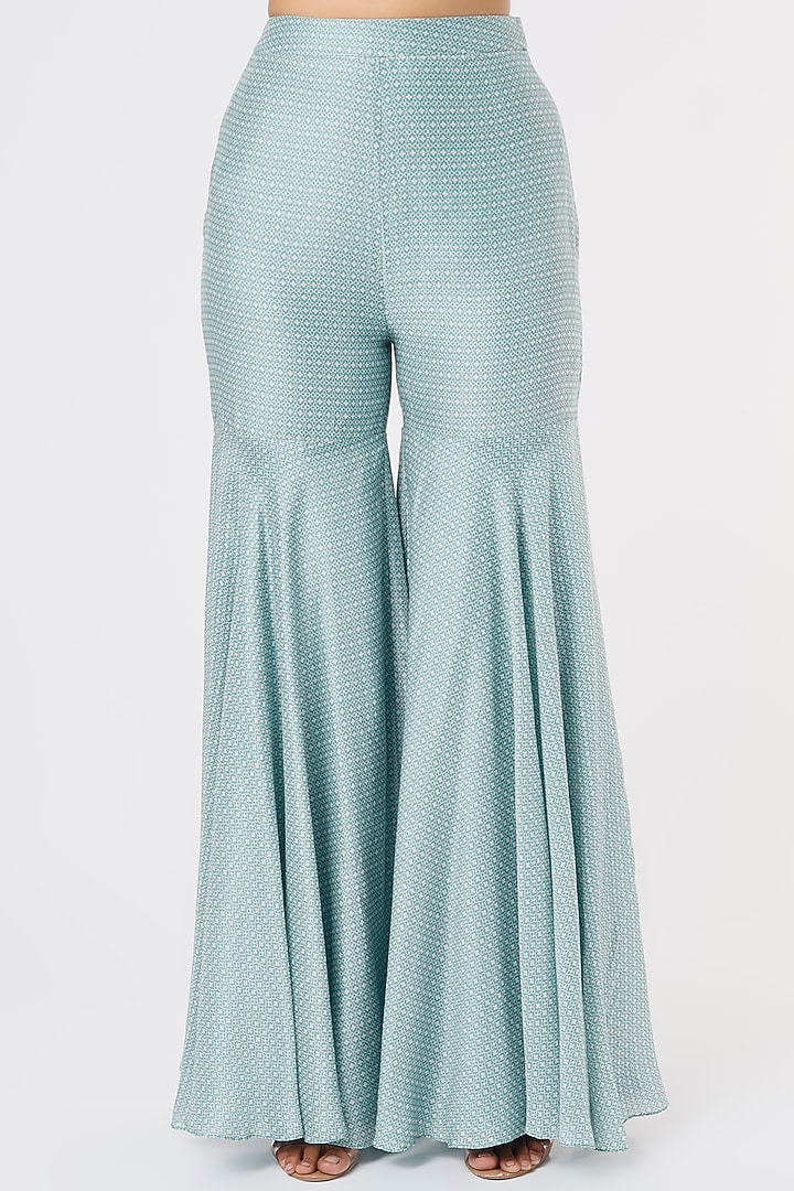 Sky Blue Chiffon Wedding Sharara Set by Ridhi Mehra at Pernia's Pop Up Shop