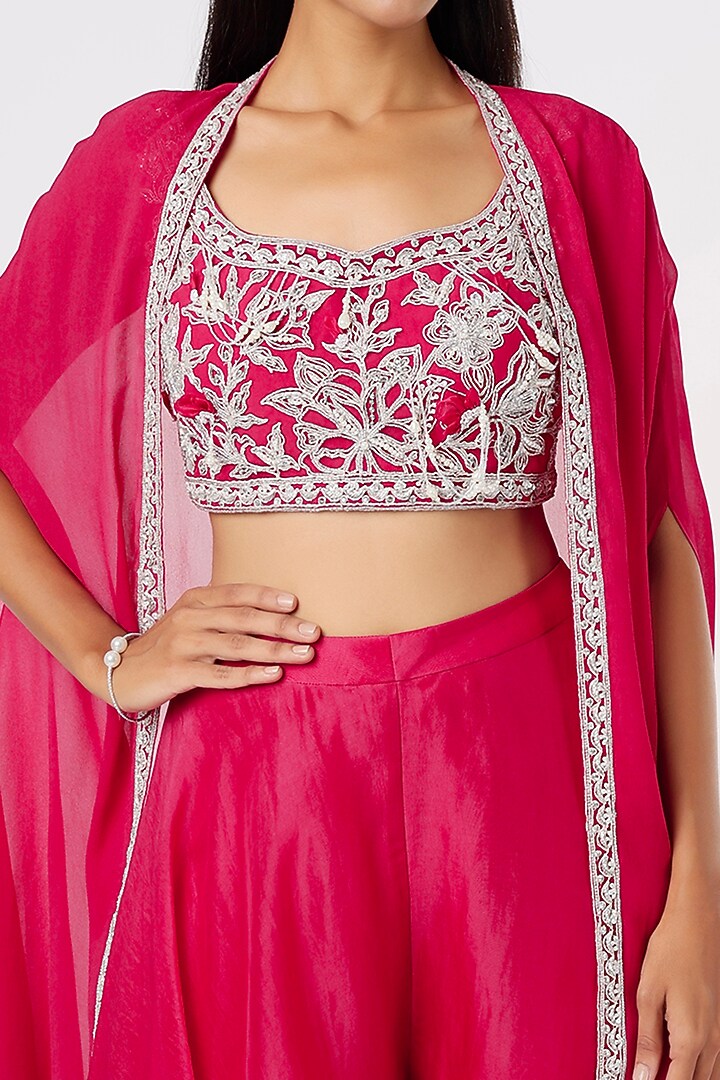 Fuchsia Organza Bridal Sharara Set by Ridhi Mehra at Pernia's Pop Up Shop