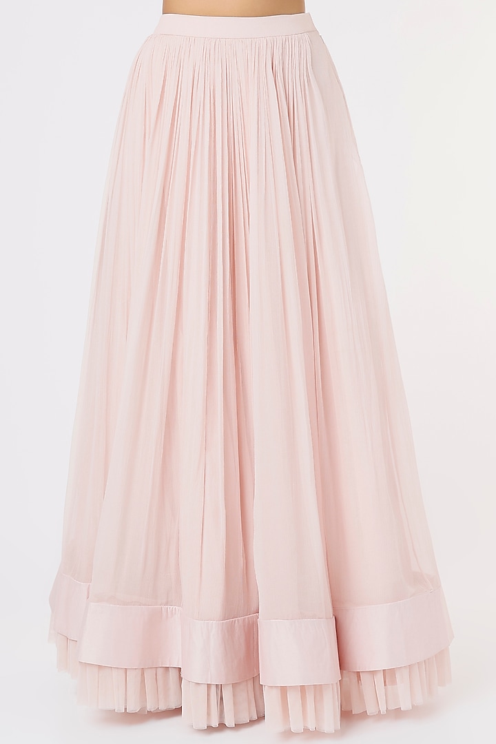 Blush Pink Chiffon Jacket Wedding Lehenga Set by Ridhi Mehra at Pernia's Pop Up Shop