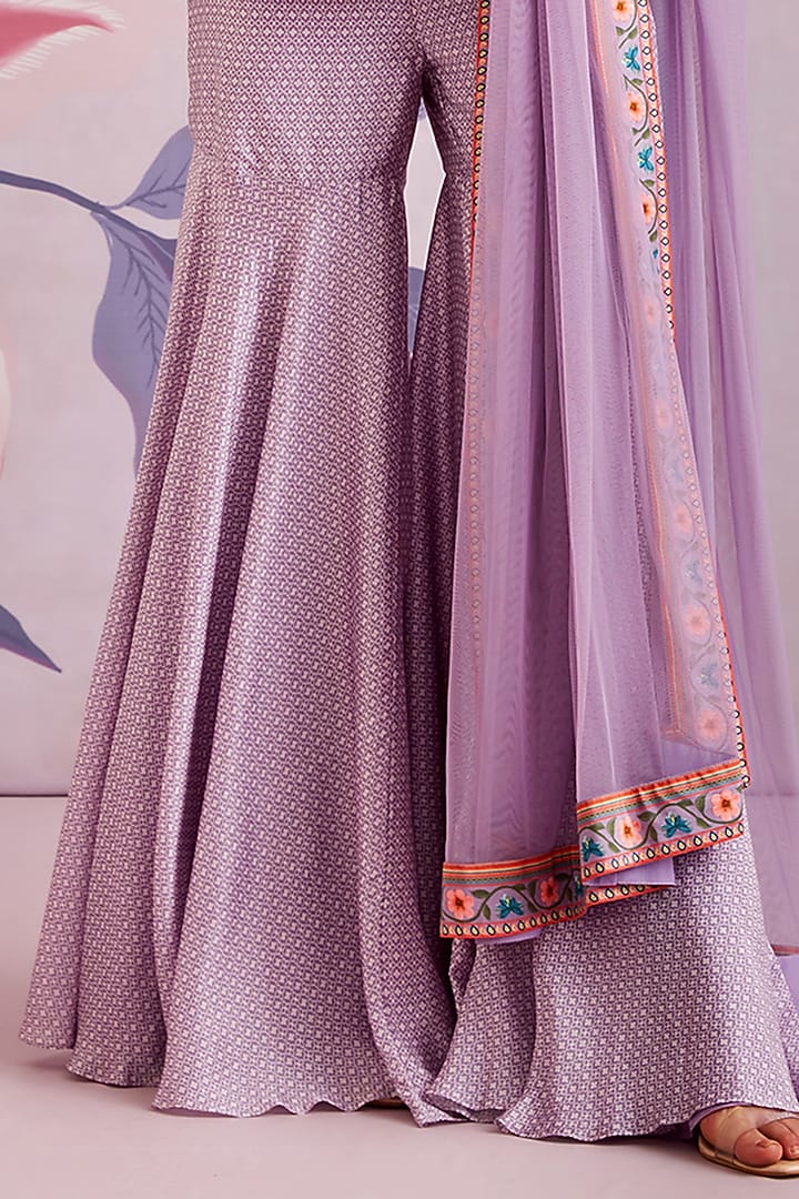 Lilac Printed Gharara Set by Ridhi Mehra at Pernia's Pop Up Shop