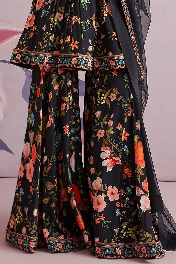 Black Silk Short Wedding Anarkali Set by Ridhi Mehra at Pernia's Pop Up Shop