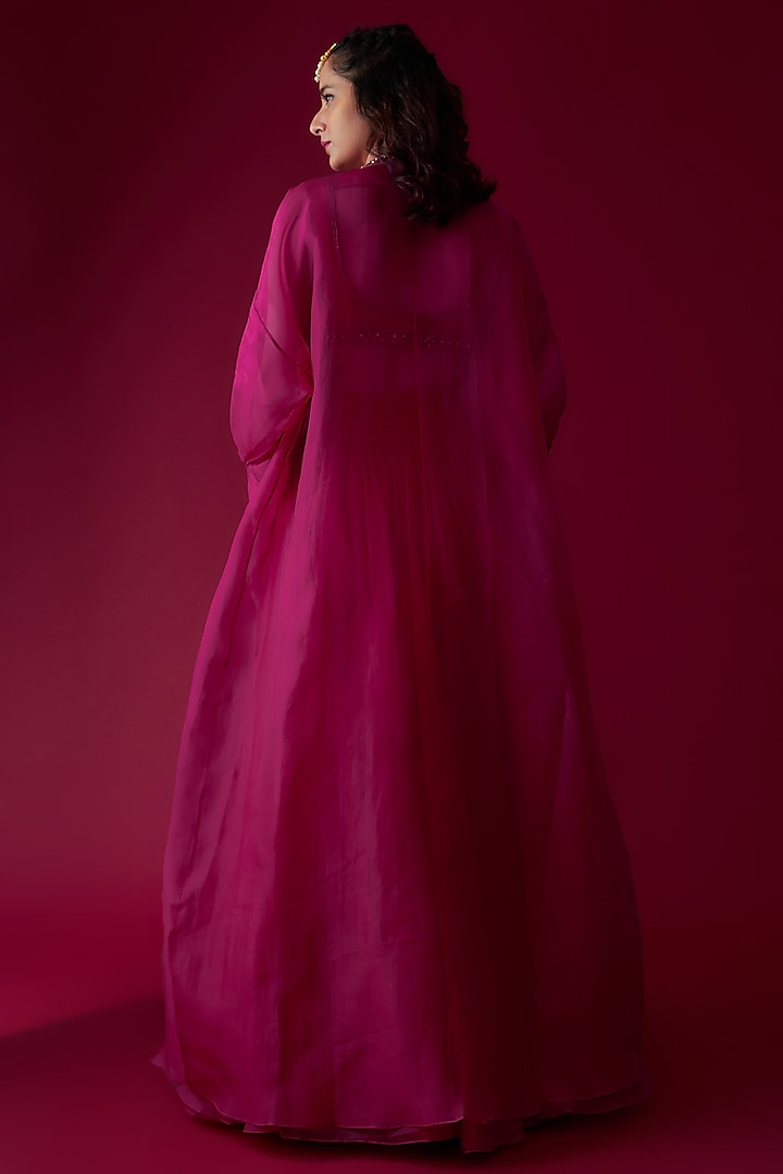 Pink Organza Jacket Wedding Lehenga Set by Ridhi Mehra at Pernia's Pop Up Shop