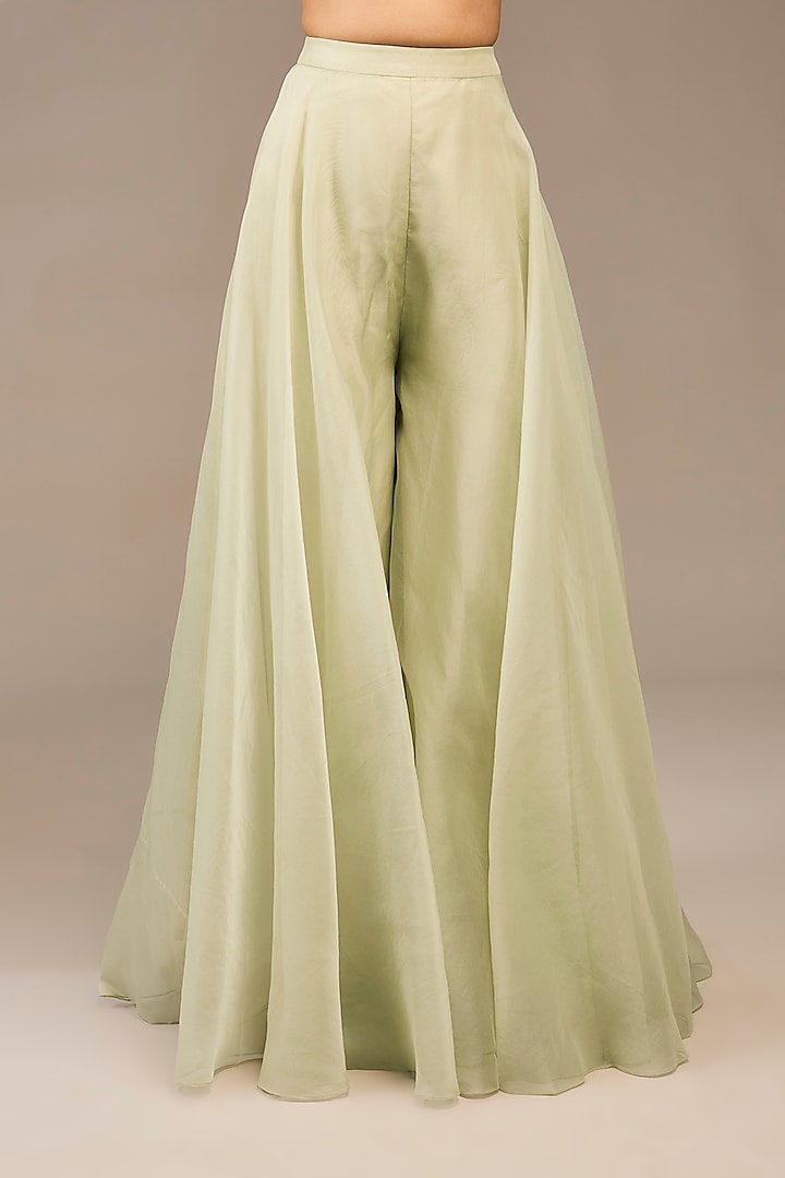 Silver & Green Organza Bridal Sharara Set by Ridhi Mehra at Pernia's Pop Up Shop