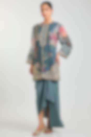 Powder Blue Organza Embroidered Kurta Set by Ridhi Mehra at Pernia's Pop Up Shop
