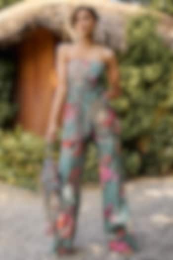 Sage Green Chanderi Printed Pant Set by Ridhi Mehra at Pernia's Pop Up Shop