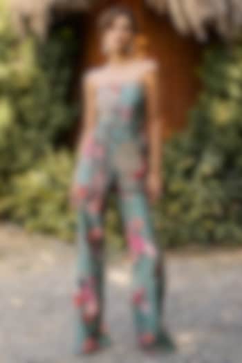 Sage Green Chanderi Printed Pant Set by Ridhi Mehra at Pernia's Pop Up Shop