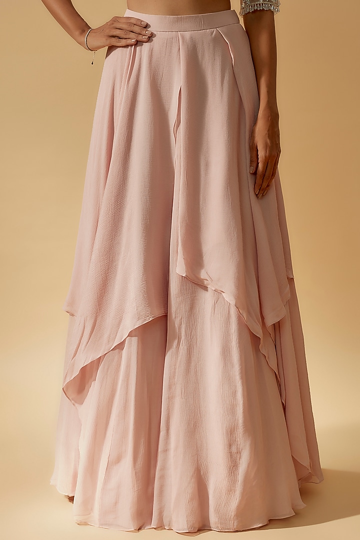 Dusty Pink Chiffon Organza Wedding Lehenga Set by Ridhi Mehra at Pernia's Pop Up Shop