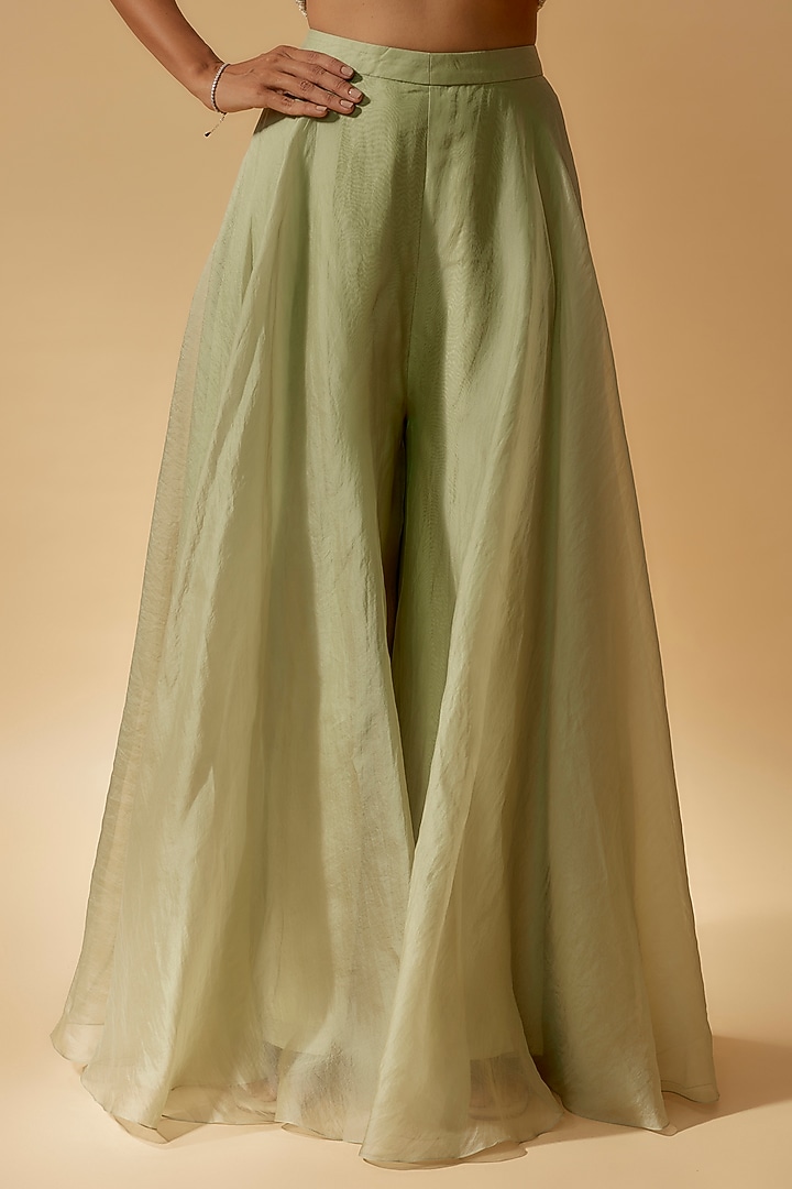 Mint Green Organza Bridal Sharara Set by Ridhi Mehra at Pernia's Pop Up Shop