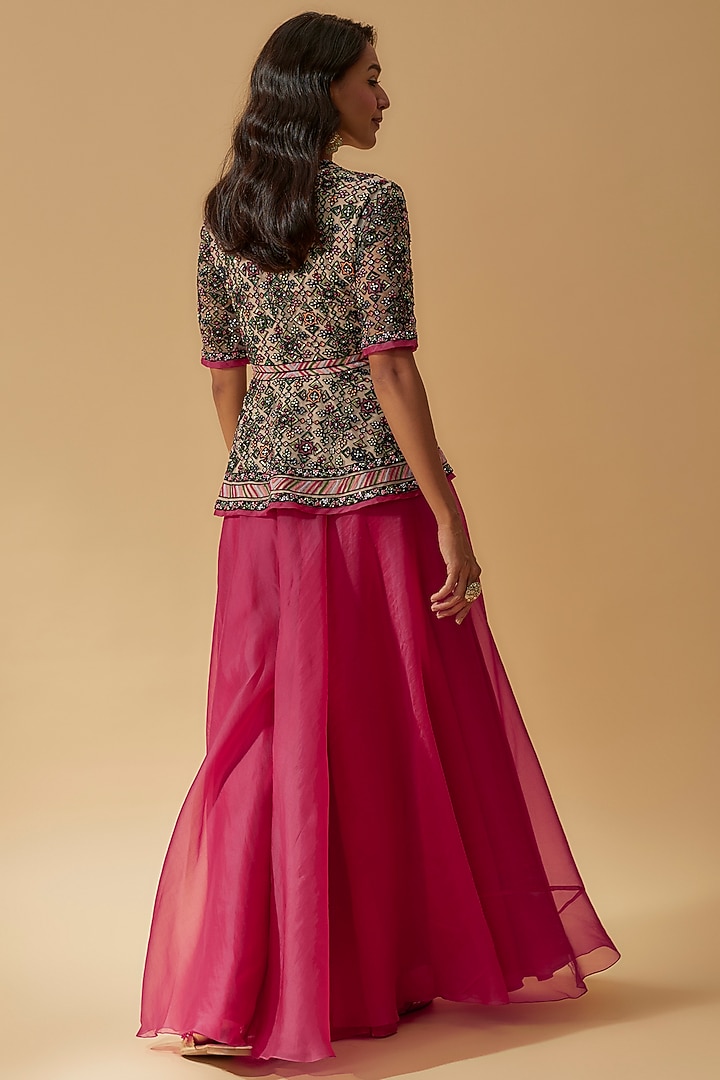 Red Organza Bridal Sharara Set by Ridhi Mehra at Pernia's Pop Up Shop
