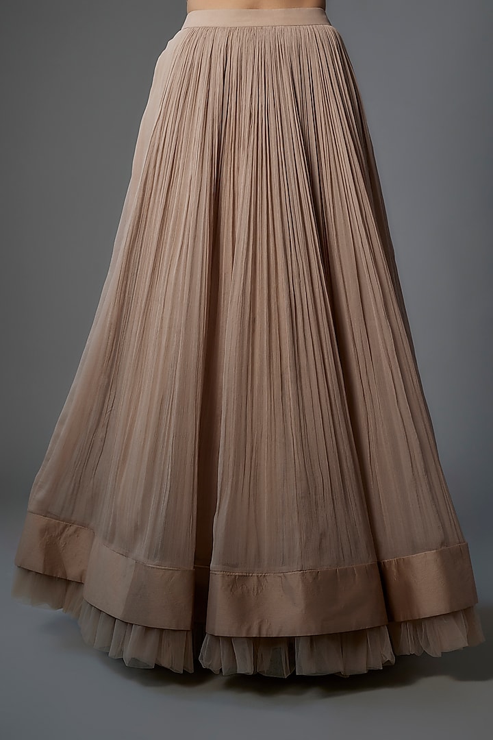Champagne Chiffon Wedding Lehenga Set by Ridhi Mehra at Pernia's Pop Up Shop