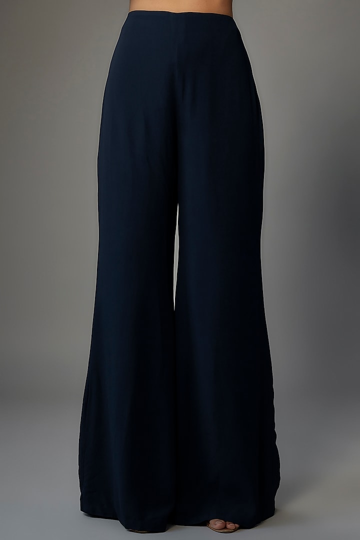 Navy Blue Georgette Pant Set by Ridhi Mehra at Pernia's Pop Up Shop