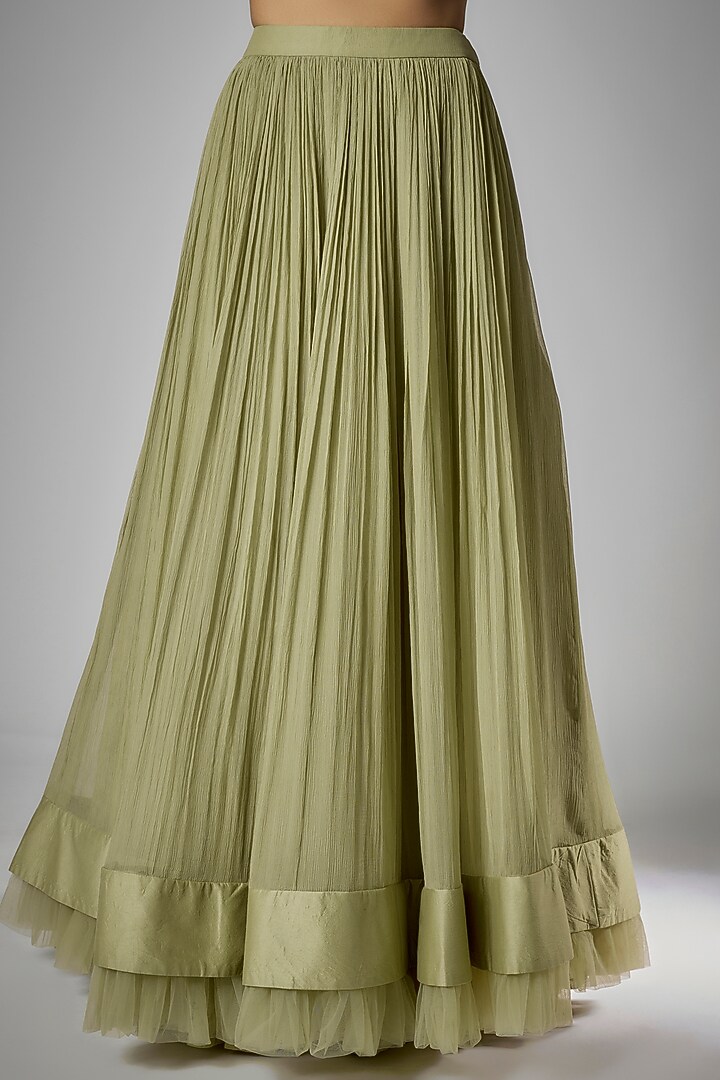 Mint Net Embroidered Cape Set by Ridhi Mehra at Pernia's Pop Up Shop