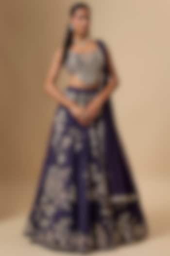 Purple Organza Embroidered Bridal lehenga for 22 Lehenga Set by Ridhi Mehra at Pernia's Pop Up Shop