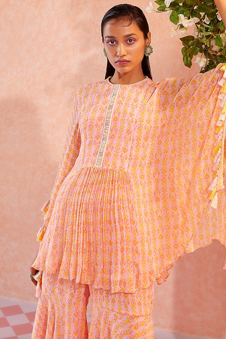 Orchid Pink Chiffon Wedding Sharara Set by Ridhi Mehra at Pernia's Pop Up Shop