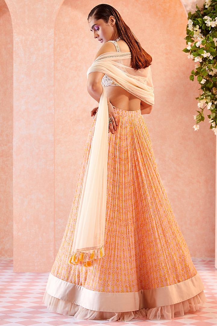 Dirty Ivory Ikat Printed Skirt Set by Ridhi Mehra at Pernia's Pop Up Shop