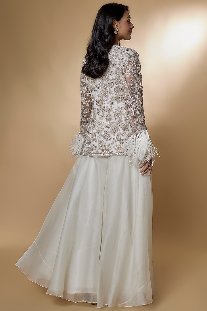 Ivory Organza Bridal Sharara Set by Ridhi Mehra at Pernia's Pop Up Shop