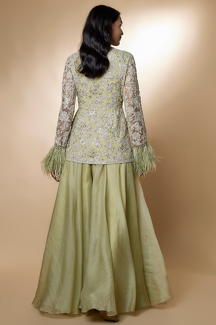 Mint Organza Bridal Sharara Set by Ridhi Mehra at Pernia's Pop Up Shop