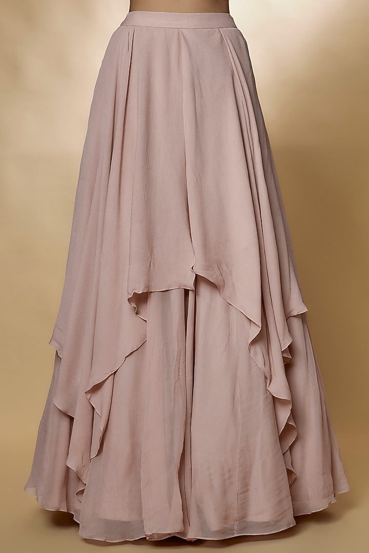 Dusty Pink Chiffon & Organza Wedding Lehenga Set by Ridhi Mehra at Pernia's Pop Up Shop