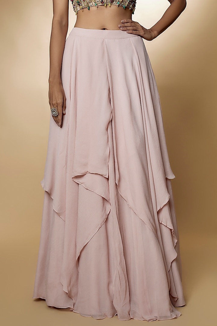 Blush Pink Organza Skirt Set by Ridhi Mehra at Pernia's Pop Up Shop