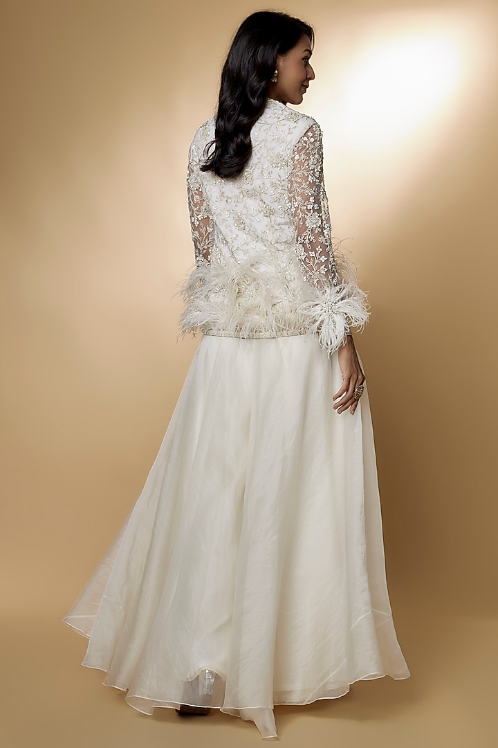 Ivory Satin Bridal Sharara Set by Ridhi Mehra at Pernia's Pop Up Shop