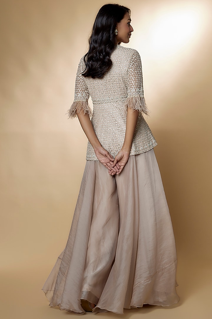 Champagne Organza Bridal Sharara Set by Ridhi Mehra at Pernia's Pop Up Shop