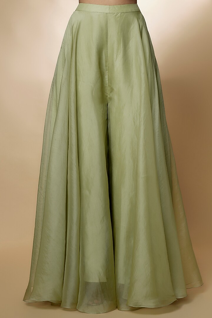 Mint Green Organza Bridal Sharara Set by Ridhi Mehra at Pernia's Pop Up Shop