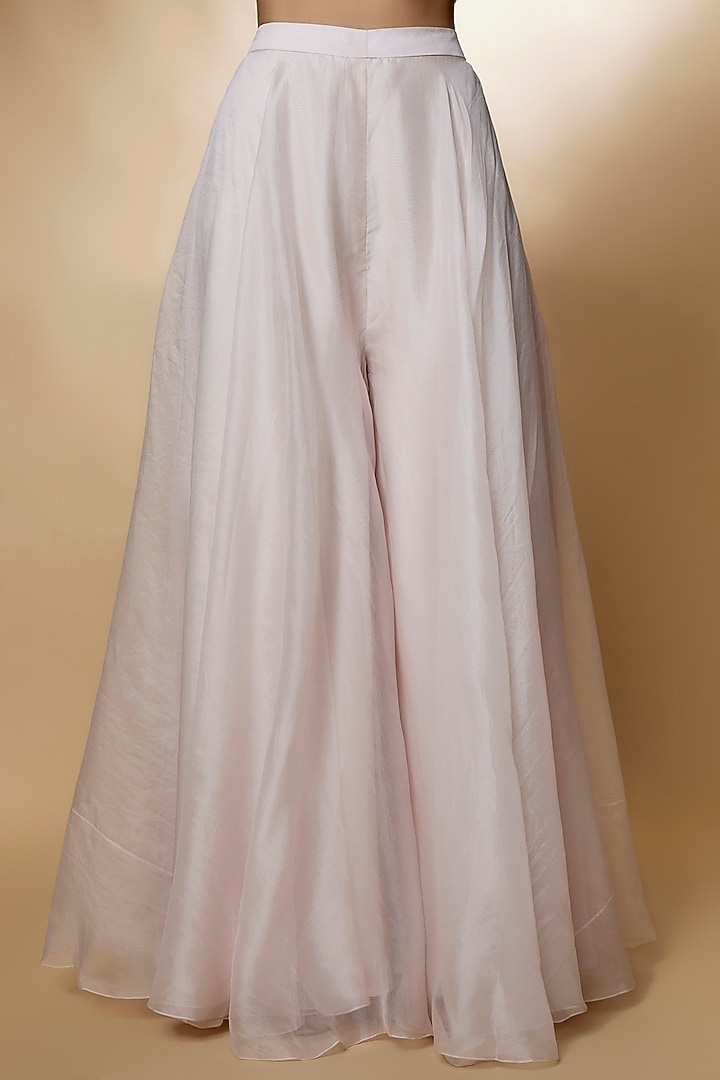 Light Pink Chiffon Organza Bridal Sharara Set by Ridhi Mehra at Pernia's Pop Up Shop