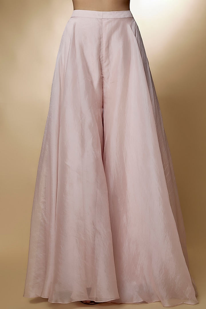 Blush Pink Chiffon Organza Bridal Sharara Set by Ridhi Mehra at Pernia's Pop Up Shop