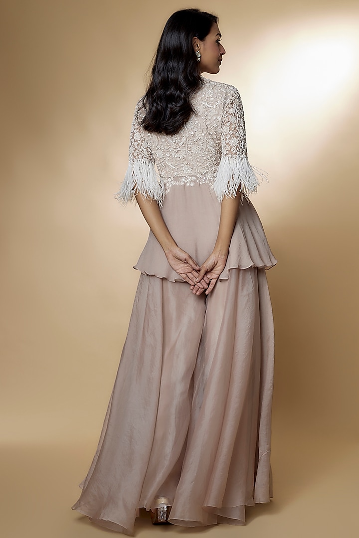 Champagne Gold Organza Bridal Sharara Set by Ridhi Mehra at Pernia's Pop Up Shop