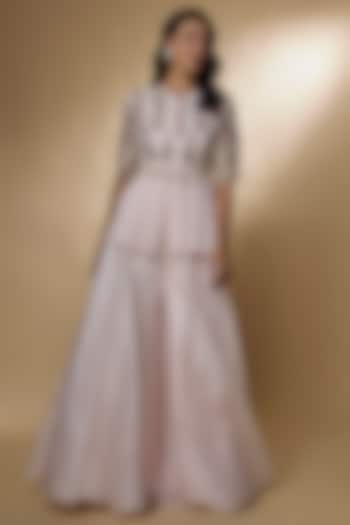 Pale Pink Organza Bridal Sharara Set by Ridhi Mehra at Pernia's Pop Up Shop