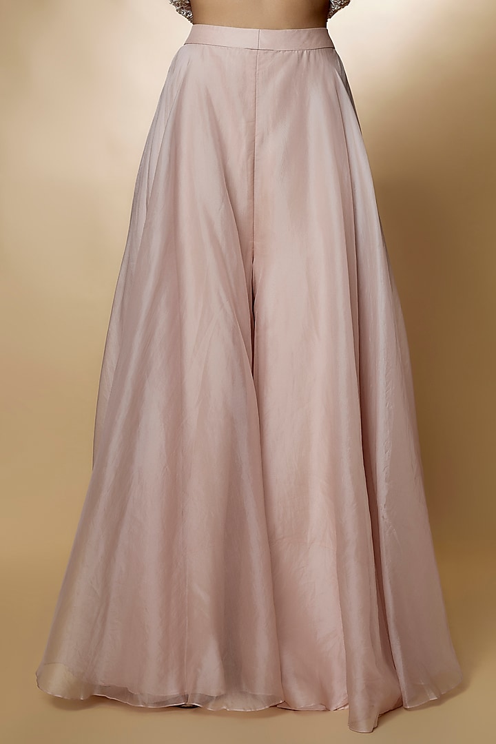 Blush Pink Chiffon Organza Bridal Sharara Set by Ridhi Mehra at Pernia's Pop Up Shop