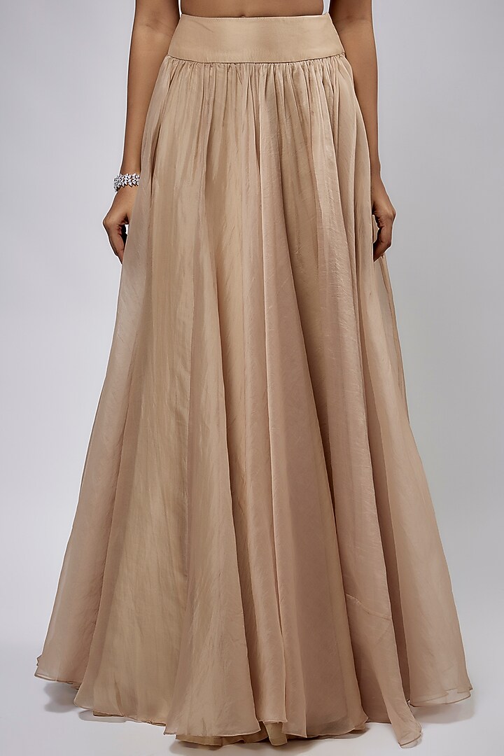 Dusky Pink Chiffon Organza Wedding Lehenga Set by Ridhi Mehra at Pernia's Pop Up Shop