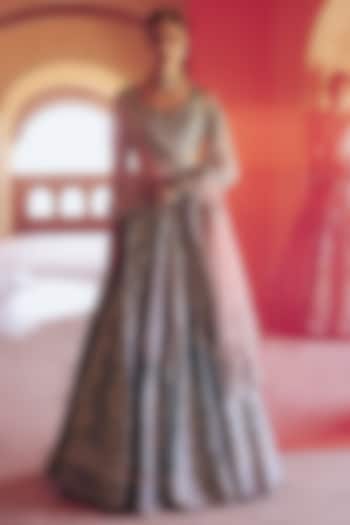 Ice-Gold Tissue Embroidered Bridal Lehenga Set by Ridhi Mehra at Pernia's Pop Up Shop