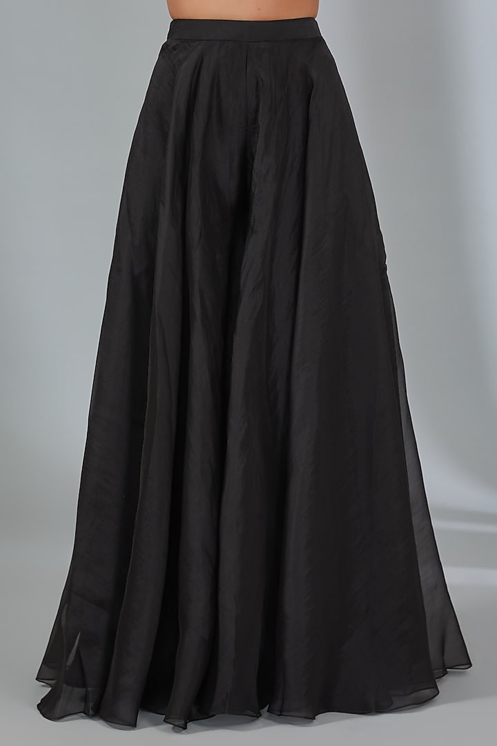 Black Organza Flared Bridal Sharara Set by Ridhi Mehra at Pernia's Pop Up Shop