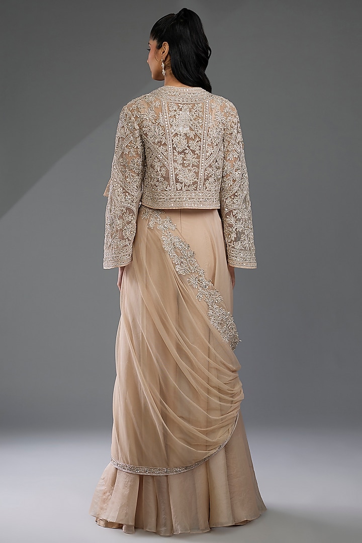 Champagne Organza Bridal Sharara Set by Ridhi Mehra at Pernia's Pop Up Shop