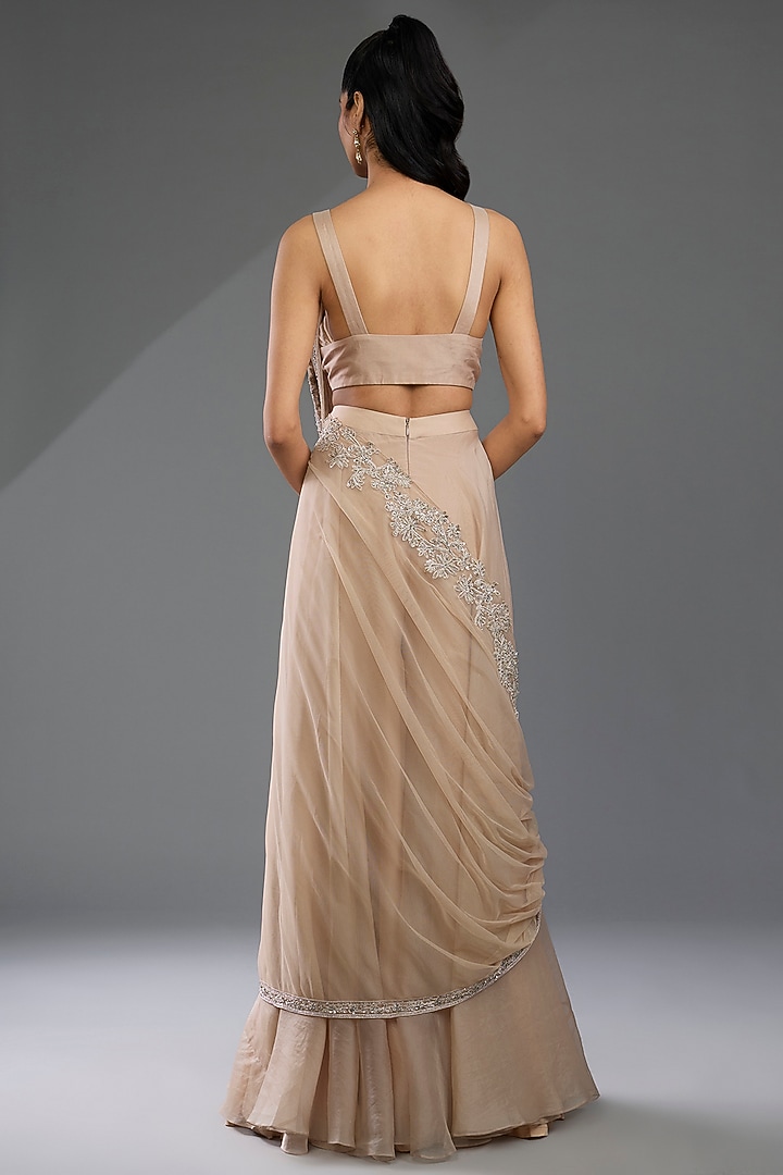Champagne Organza Bridal Sharara Set by Ridhi Mehra at Pernia's Pop Up Shop