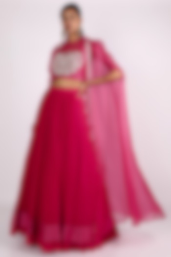 Fuchsia Embellished Skirt Set by Ridhi Mehra at Pernia's Pop Up Shop