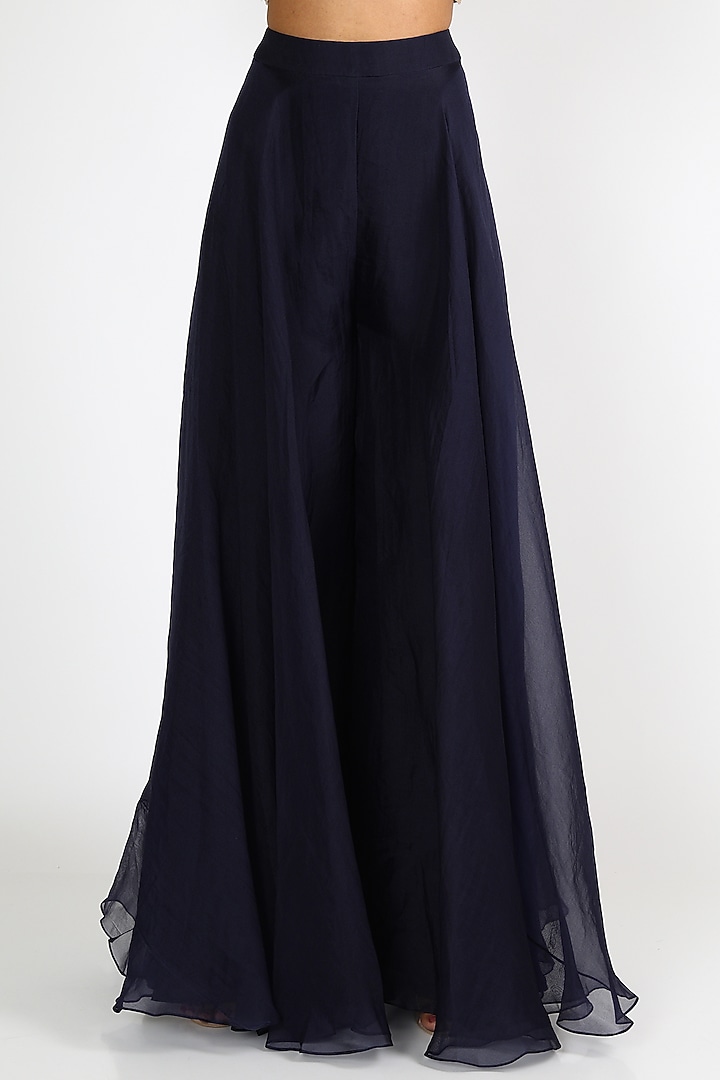 Blue Embroidered Bridal Sharara Set by Ridhi Mehra at Pernia's Pop Up Shop