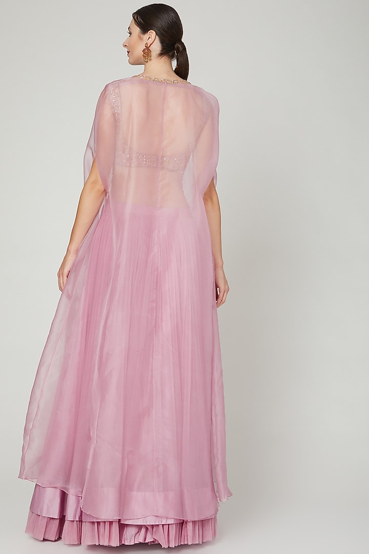 Dusty Pink Embroidered Skirt Set by Ridhi Mehra at Pernia's Pop Up Shop