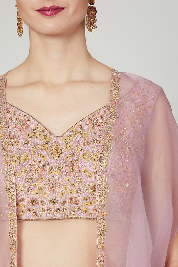 Dusty Pink Embroidered Skirt Set by Ridhi Mehra at Pernia's Pop Up Shop