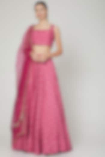 Fuchsia Printed Skirt Set by Ridhi Mehra